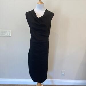Malloni Italy Dress Asymmetric Midi Sleeveless Black Size Italy 42